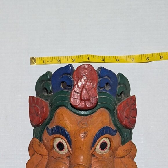 Hindu God Ganesh Wall Mask Wood Hand Crafted - Picture 4 of 5